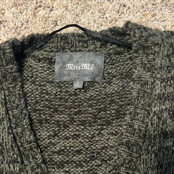 Miss Me Green Button Front Cardigan Sweater Size Large - Picture 2 of 5